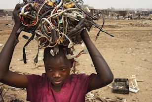 E-waste often piles up, unknown to its donors, in African nations
