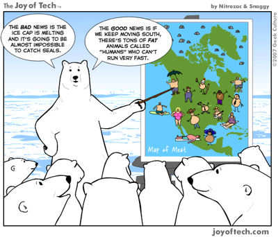Polar bears have a plan; click to see the original Web site page, courtesy of JoyOfTech.com and GeekCulture.com